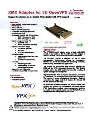 vpx-xmc adapter data sheet
