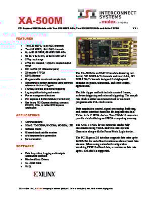 xa-500m xmc artix-7 fpga data sheet