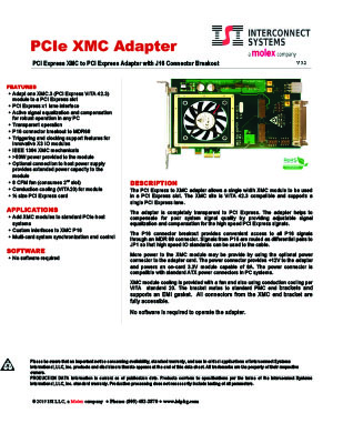 xmc pcie adapter data sheet