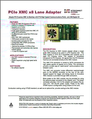PCIe XMC x8 Adapter data sheet
